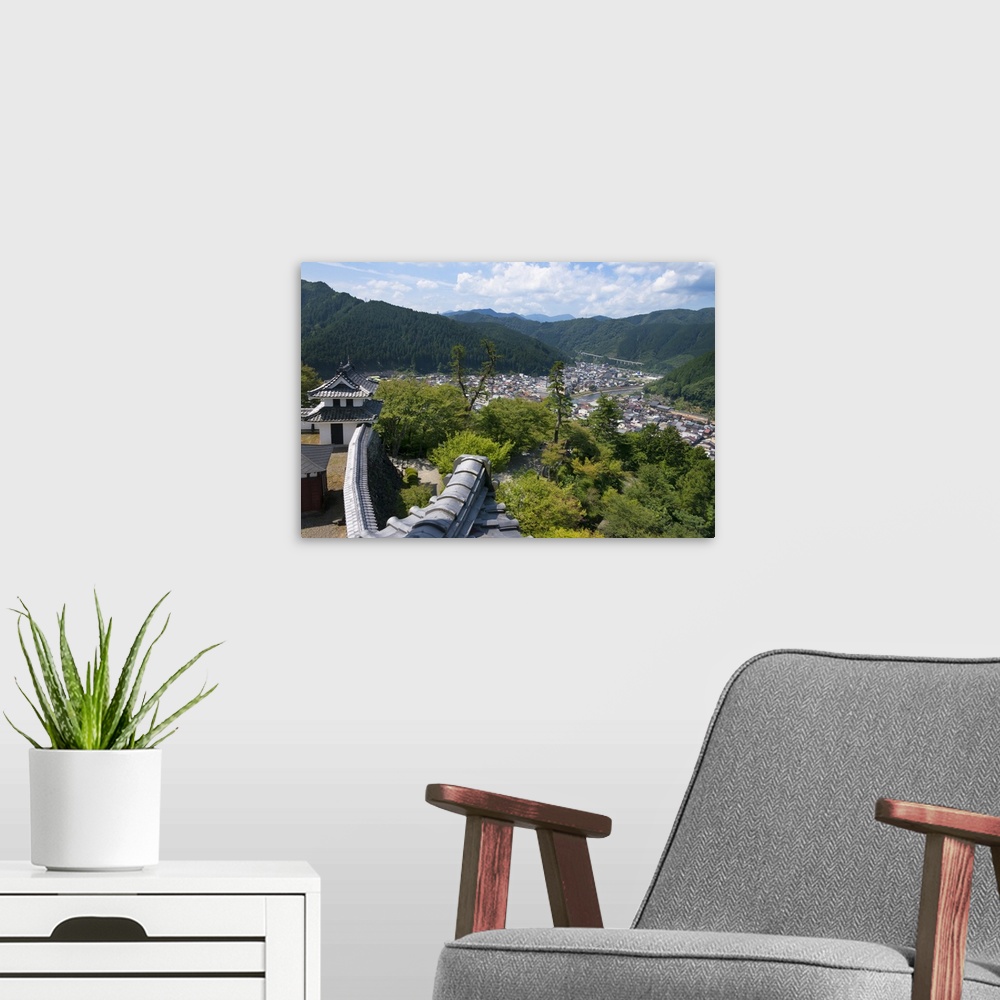 A modern room featuring View of Gujo Hachiman cityscape with the castle, Gifu Prefecture, Japan