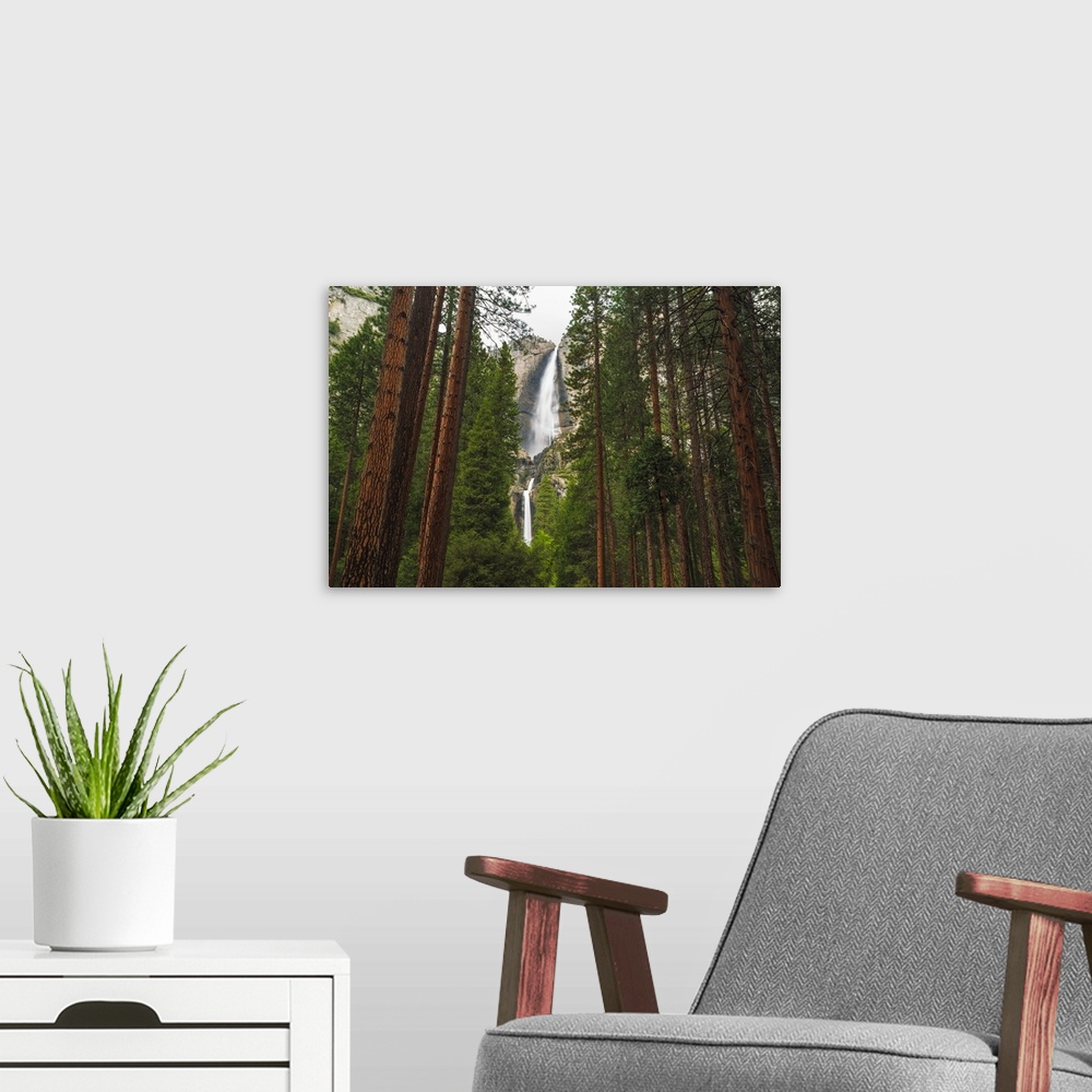 A modern room featuring Yosemite Falls, Yosemite National Park, California USA