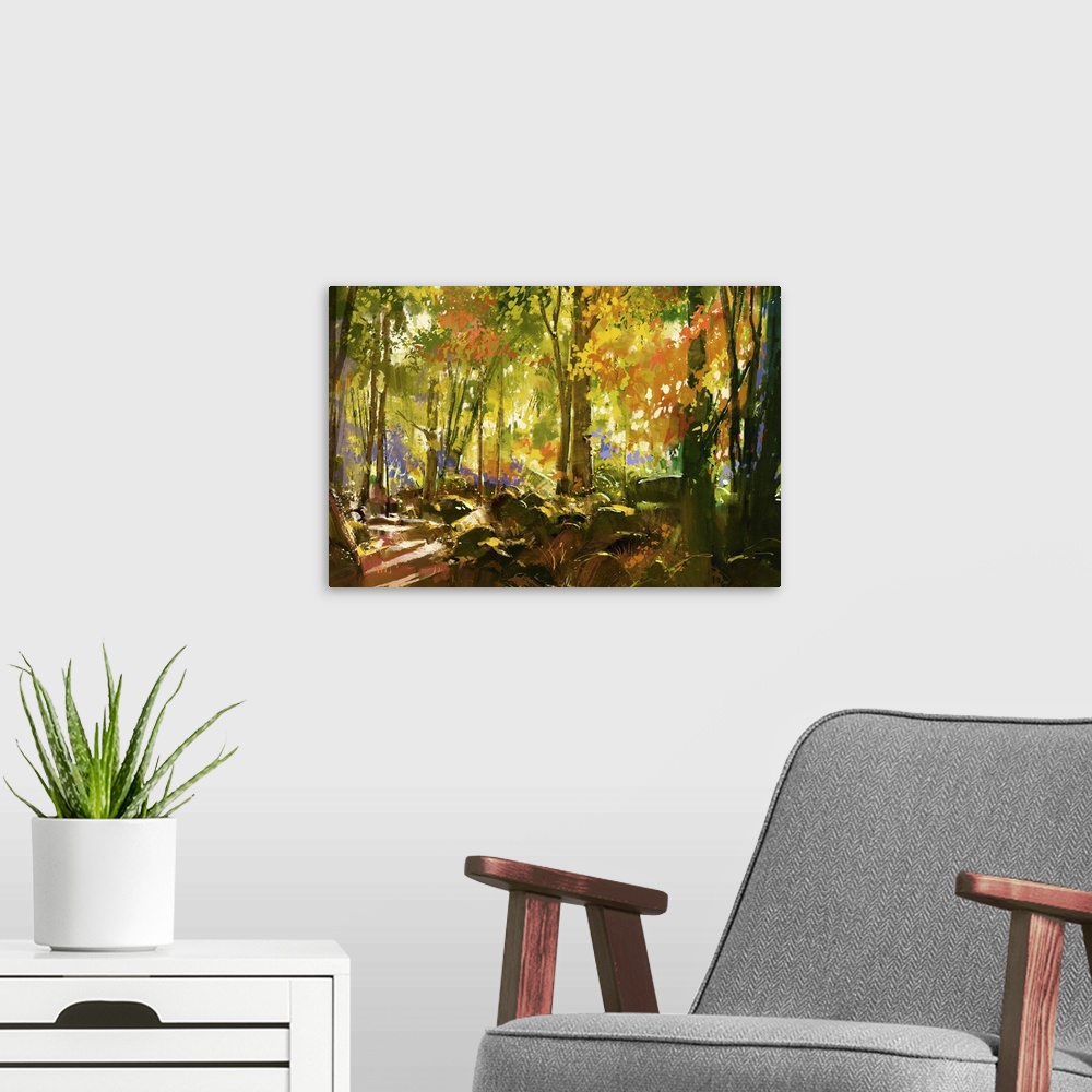 A modern room featuring Bright Forest In Spring