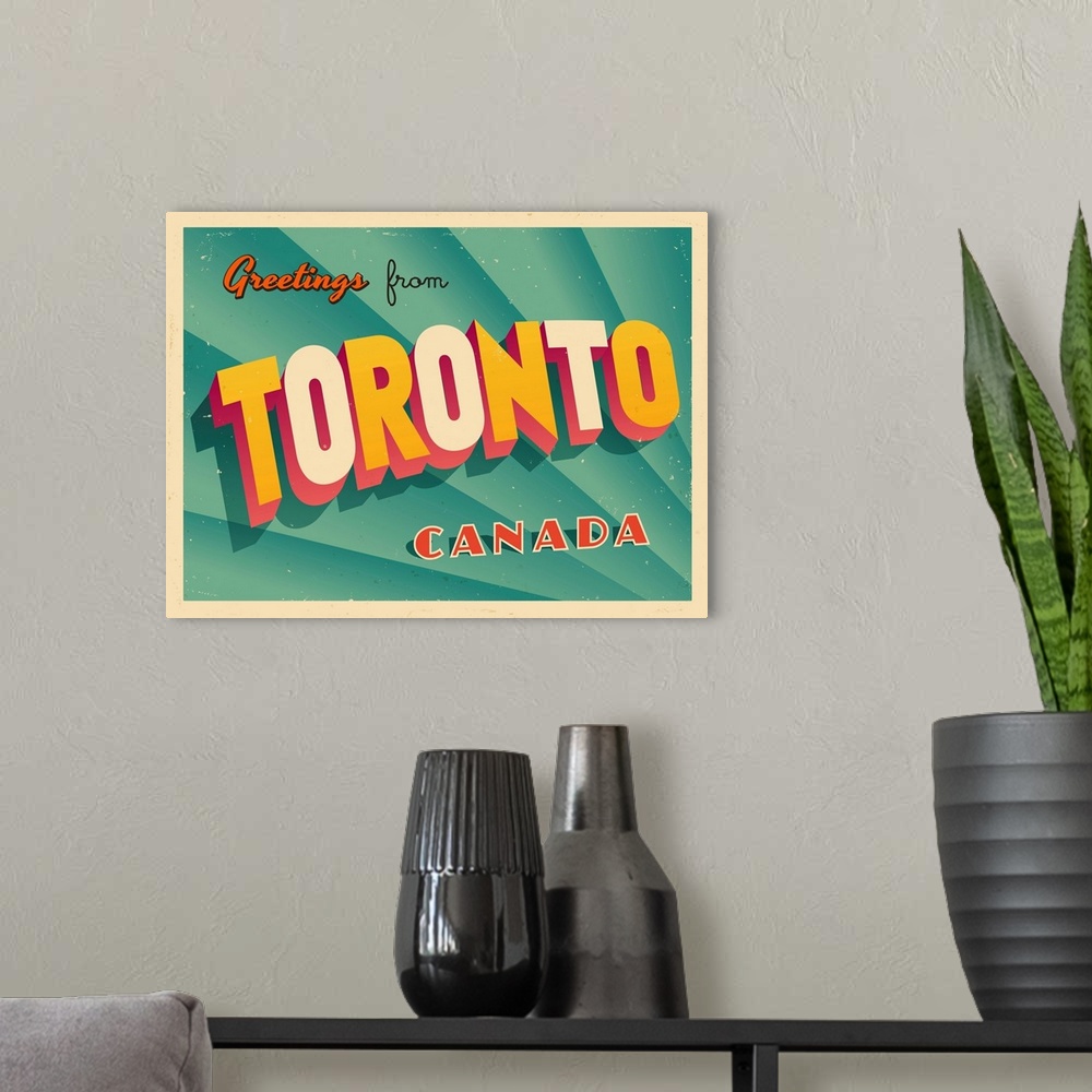 A modern room featuring Vintage touristic greeting card - Toronto, Canada.