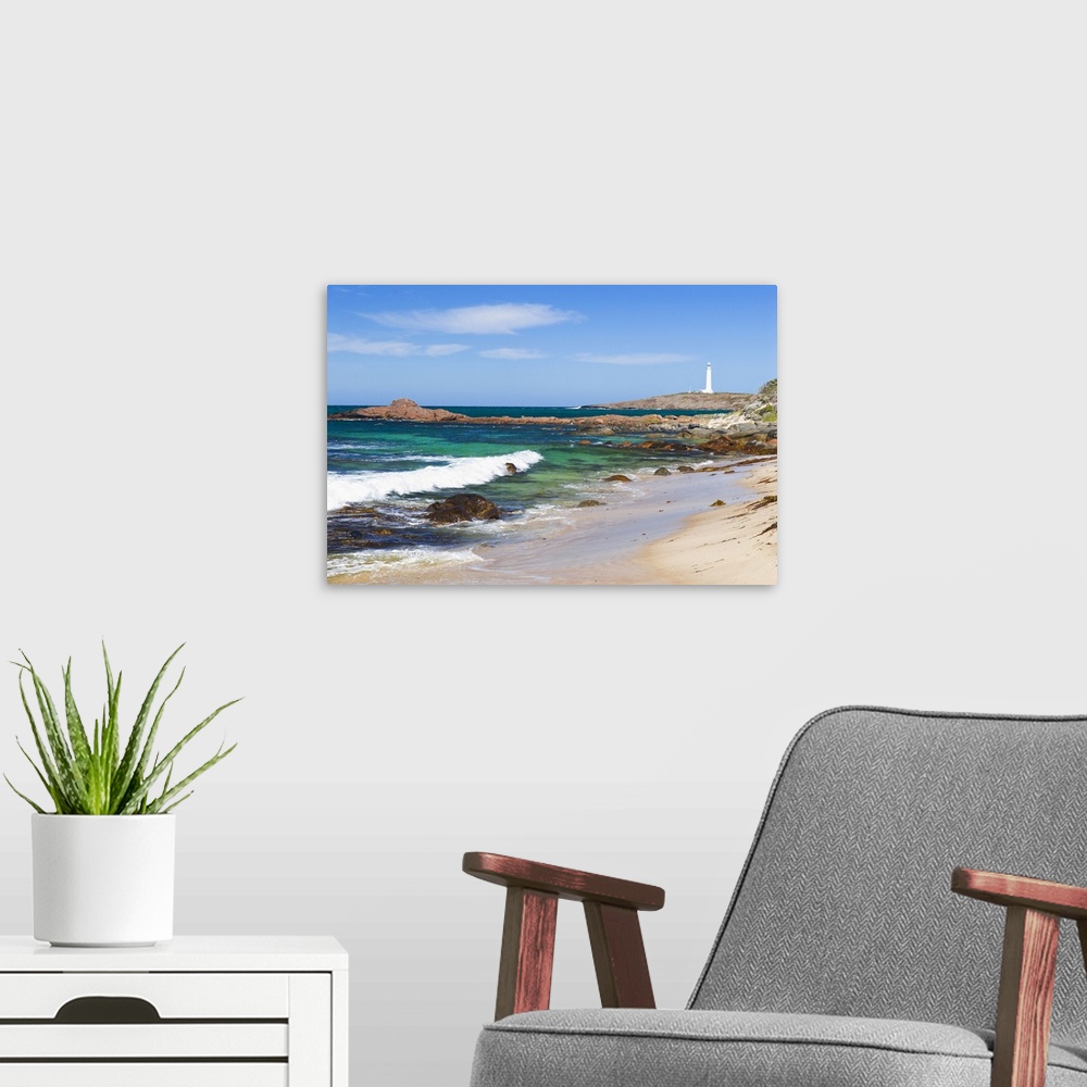 A modern room featuring Australia, Western Australia, Cape Leeuwin Lighthouse, tip  where Southern and Indian Ocean meet.