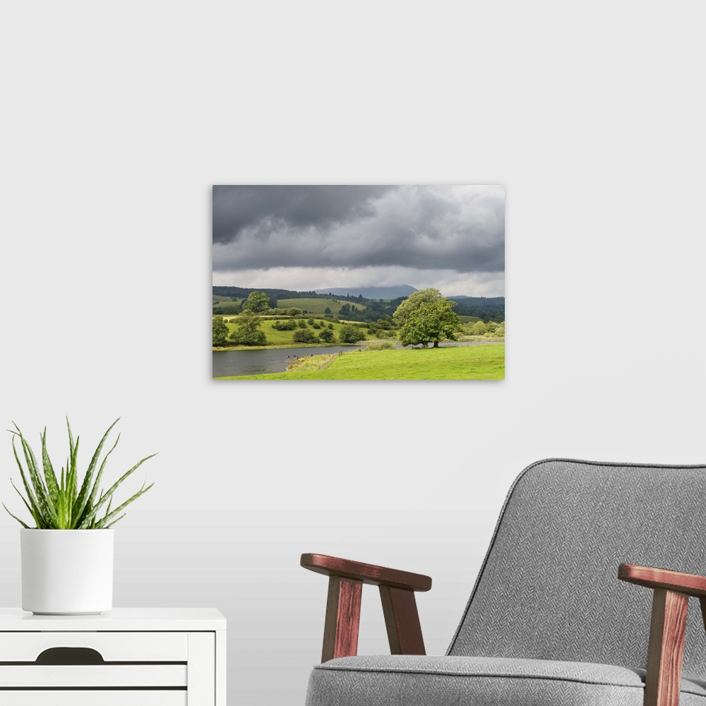 A modern room featuring England, Lake District, Cumbria, Near Sawrey, Esthwaite Water in Near Sawrey