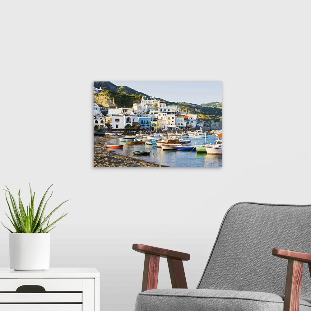 A modern room featuring Italy, Campania, Ischia Island, Sant'Angelo, The port and the village