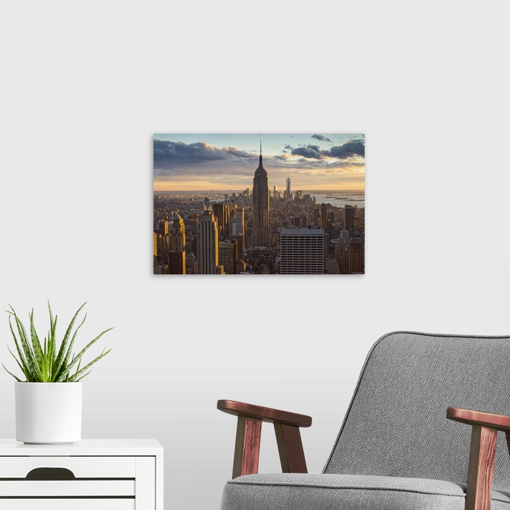A modern room featuring USA, New York City, Manhattan, Midtown, Empire State Building, Cityscape, view from the Top of th...