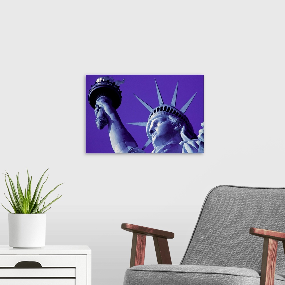 A modern room featuring New York, close up of Statue of Liberty