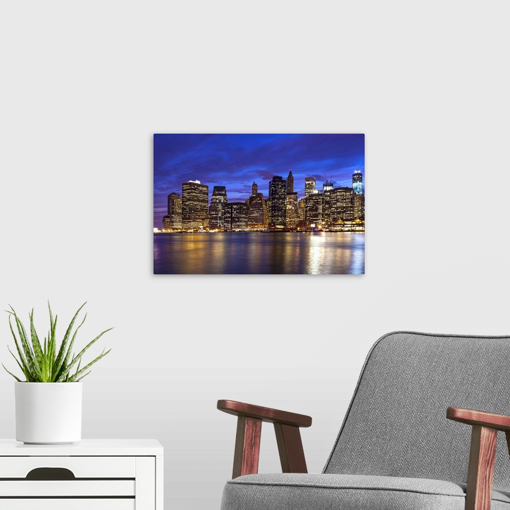 A modern room featuring New York, New York City, Lower Manhattan and South Street Seaport