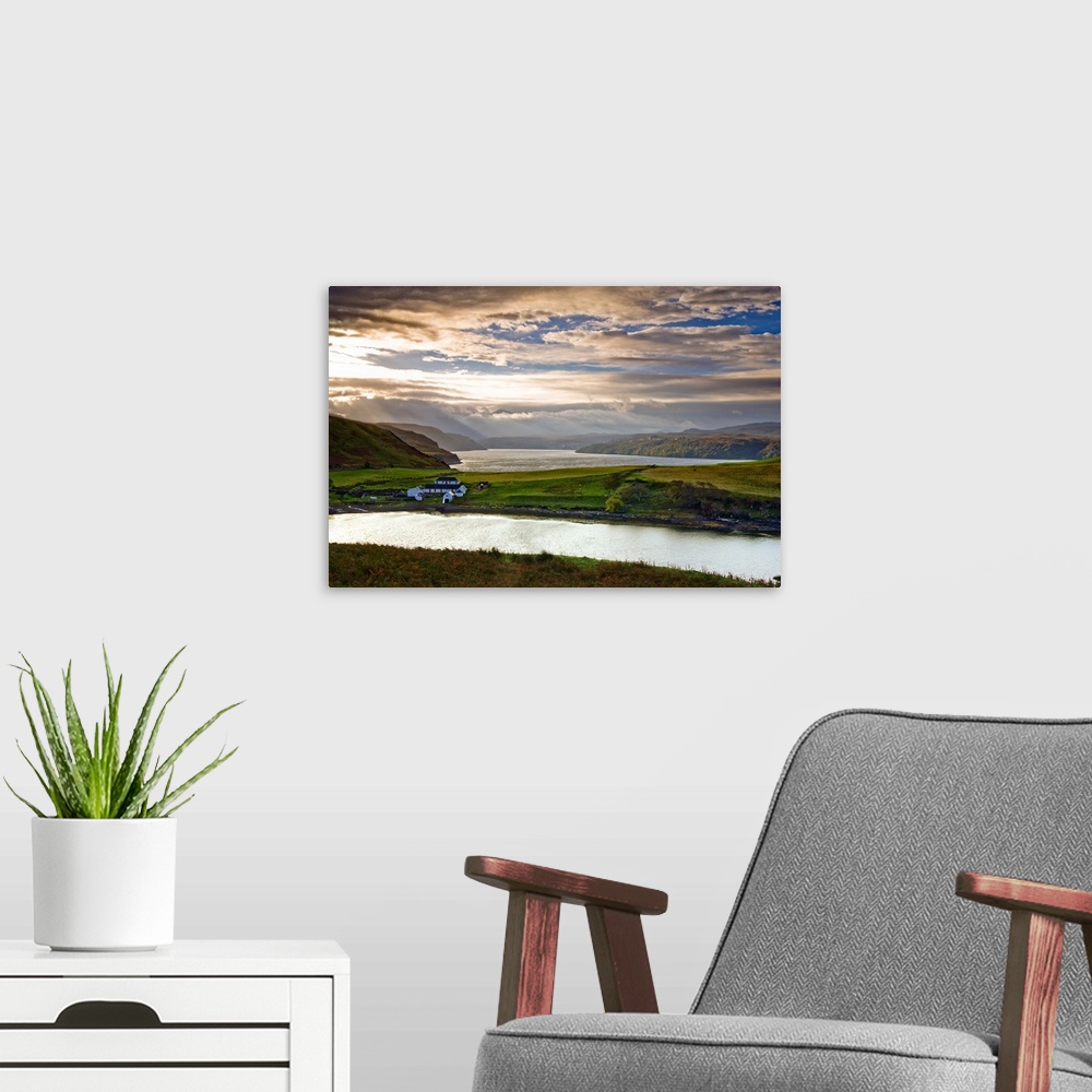 A modern room featuring Scotland, Inner Hebrides, Great Britain, Highlands, Farm and Cuillin Hills