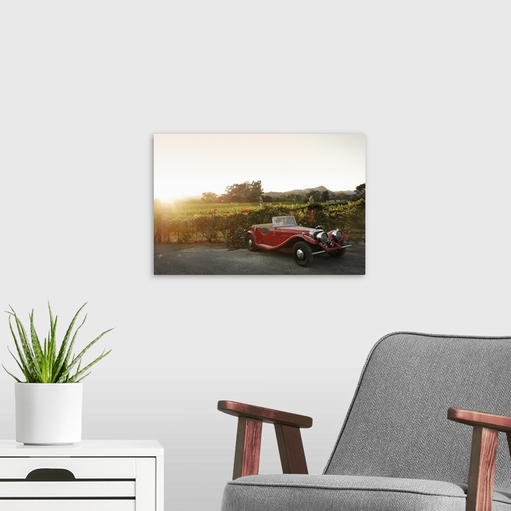 A modern room featuring USA, California, Napa Valley, Vintage car and vineyard