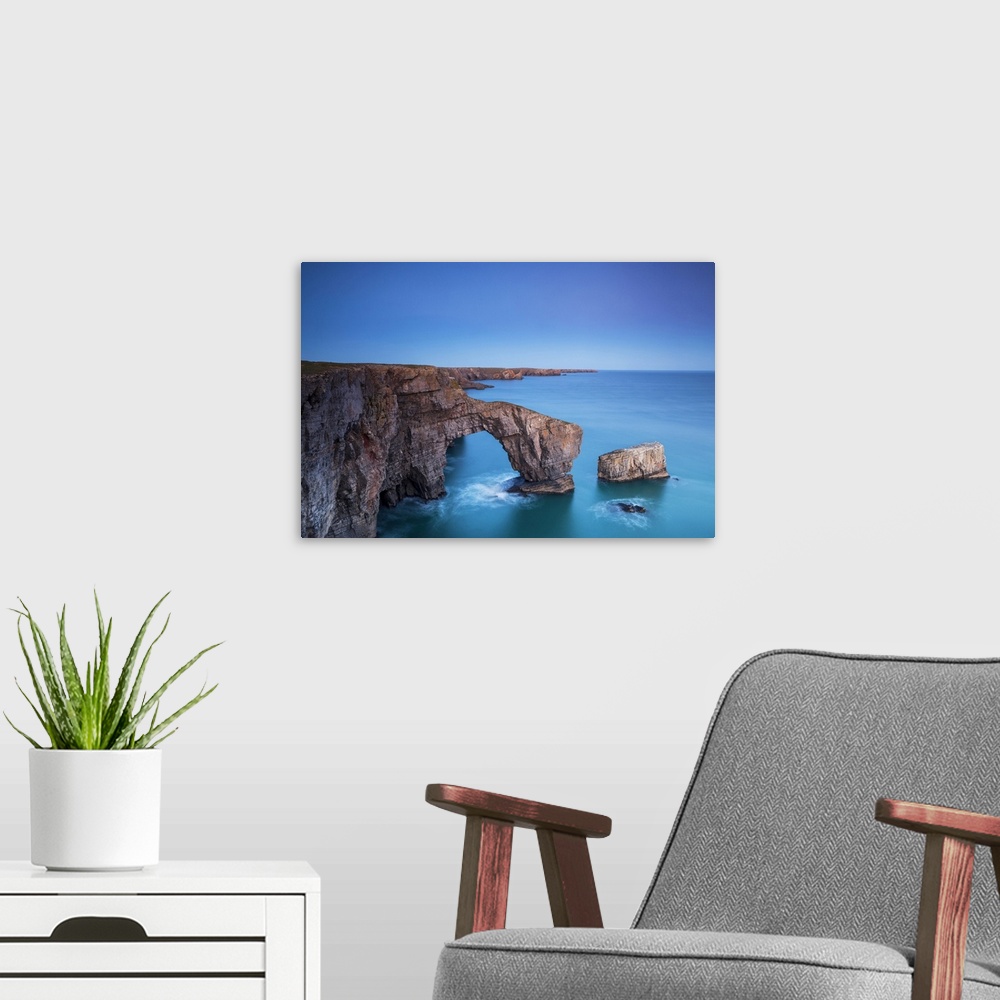 A modern room featuring Wales, Great Britain, Pembrokeshire Coast National Park, Pembrokeshire, Green Bridge of Wales