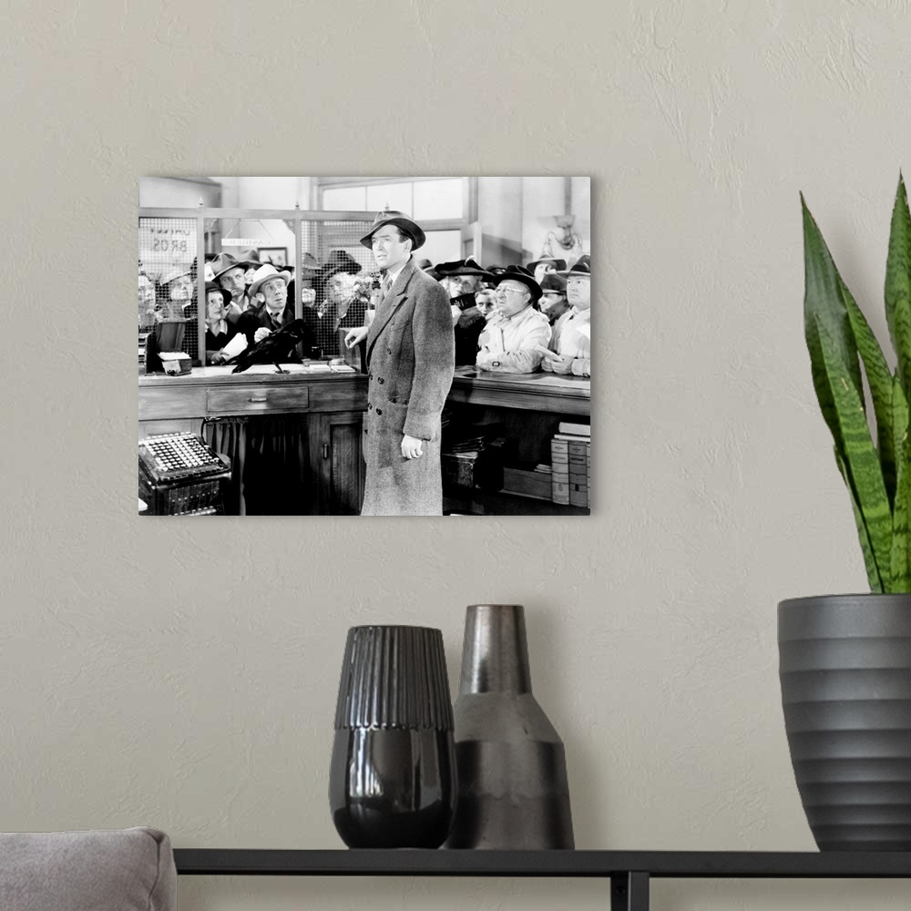 A modern room featuring IT'S A WONDERFUL LIFE, Ellen Corby, (far left), James Stewart, 1946.