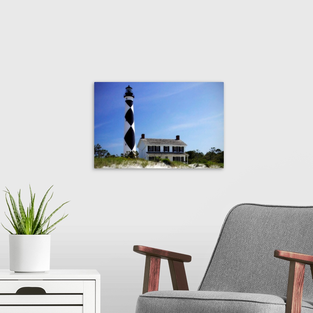 A modern room featuring Cape Lookout Light 2