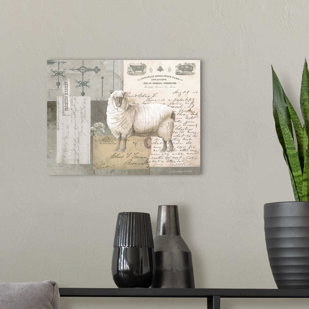 A modern room featuring Sheep On Ephemera II