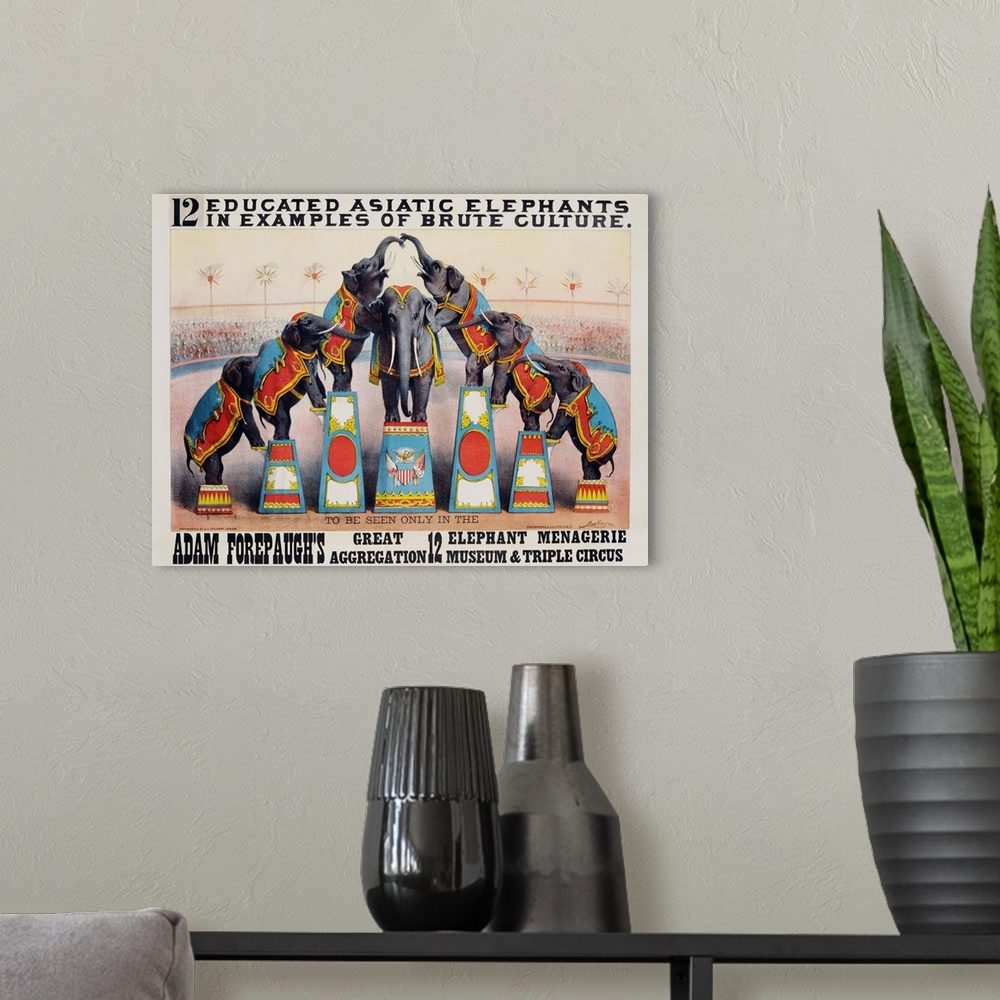 A modern room featuring Adam Forepaugh's Great Aggregation Poster By Matt Morgan