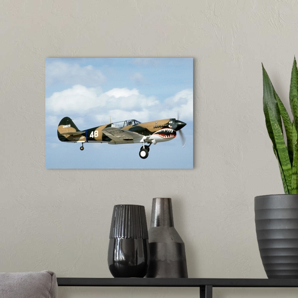 A modern room featuring Antique military fighter plane