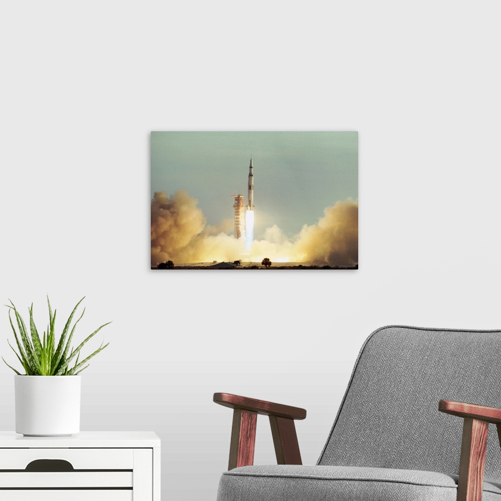 A modern room featuring Apollo 8 Blasting Off