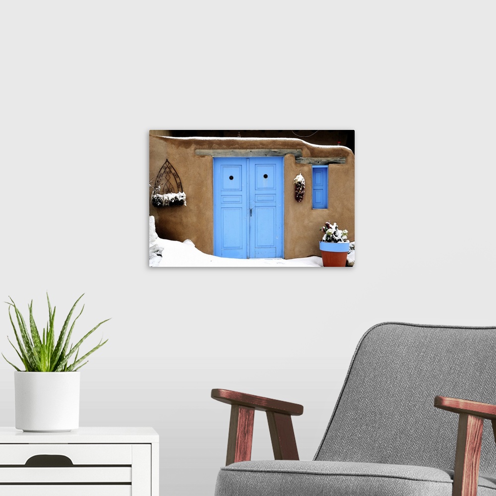 A modern room featuring Blue doors, New Mexico