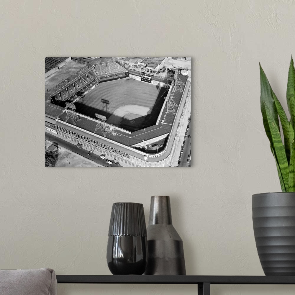 A modern room featuring 10/03/1956-Brooklyn, New York-: General view of the diamond and Ebbets Field, scene of the 1956 W...