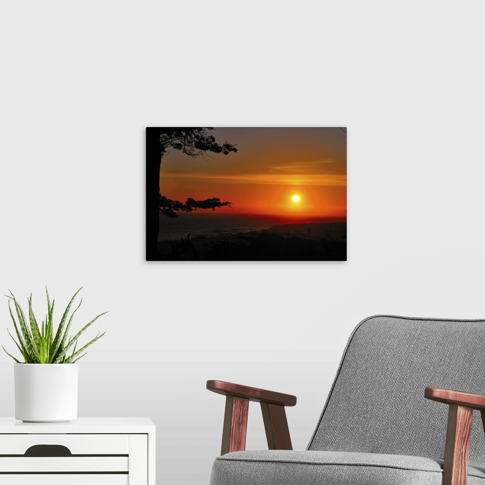 A modern room featuring California Coast sunset at Sea Ranch.