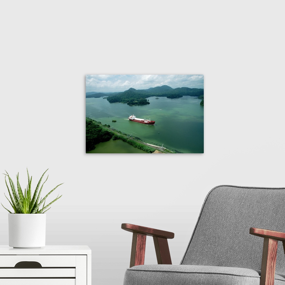 A modern room featuring Cargo Ship in the Panama Canal