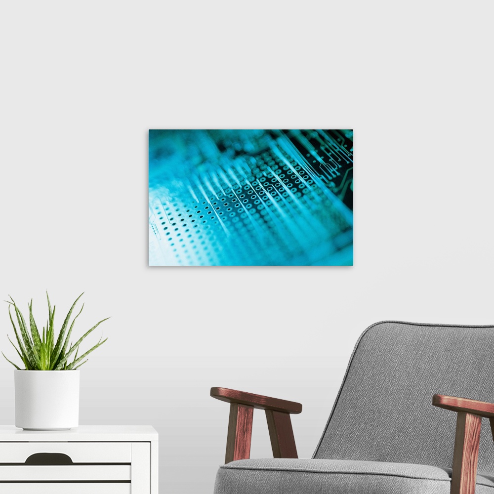 A modern room featuring Close-up of printed circuit board