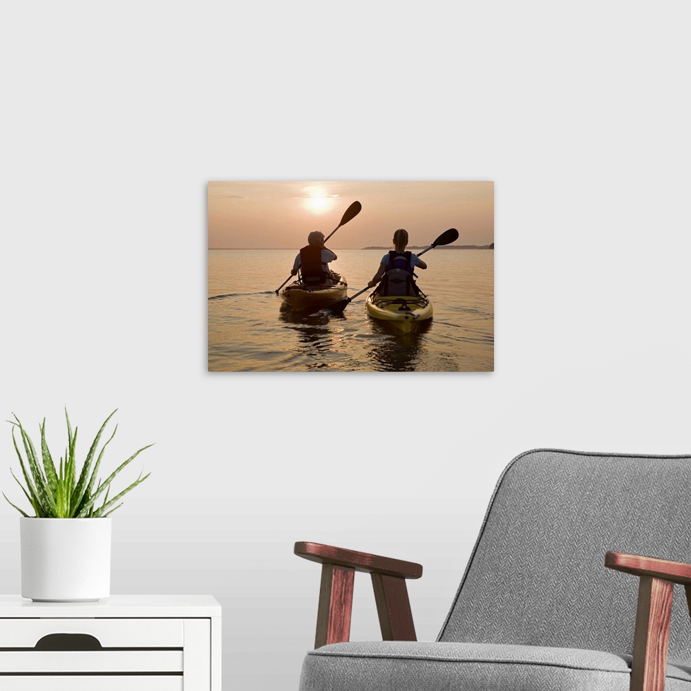 A modern room featuring Couple kayaking