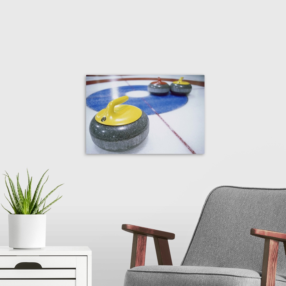 A modern room featuring Curling Stones Close-Up