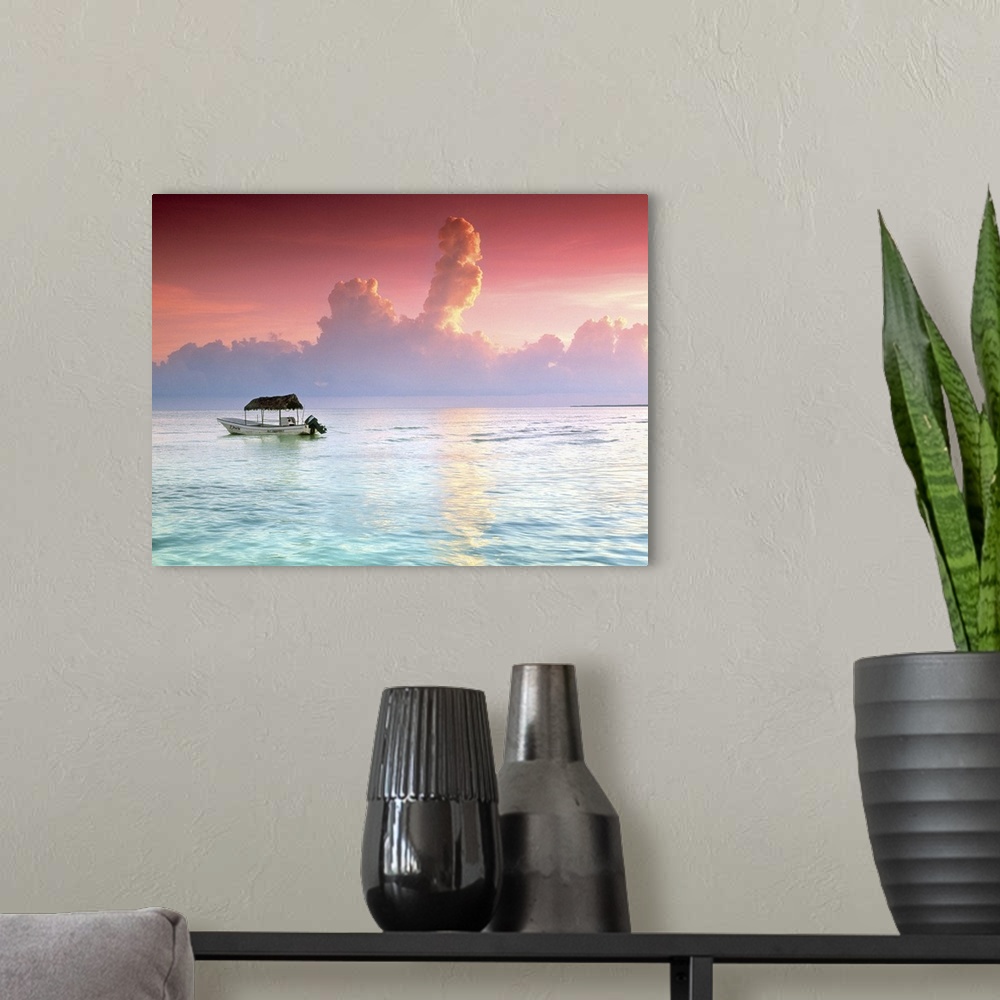 A modern room featuring Fishing boat in ocean