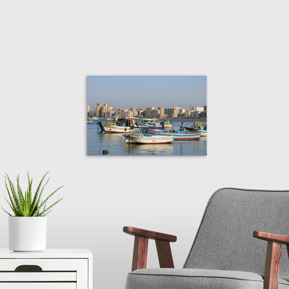 A modern room featuring Fishing Boats In Alexandria Harbor