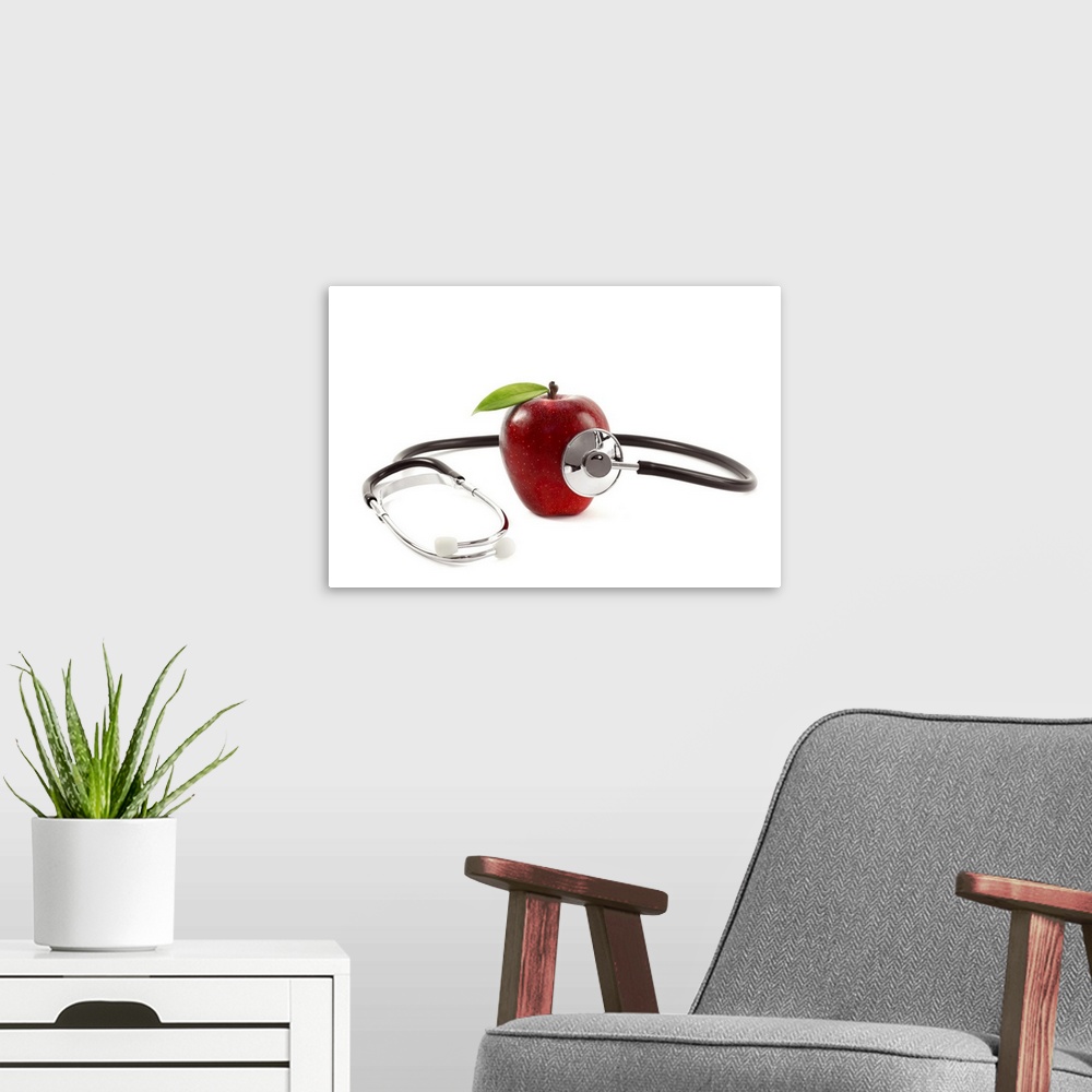 A modern room featuring Healthcare concept with apple and stethoscope