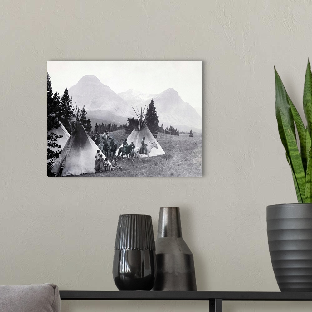 A modern room featuring Glacier National Park, Montana. Starting for the Buffalo Hunt.