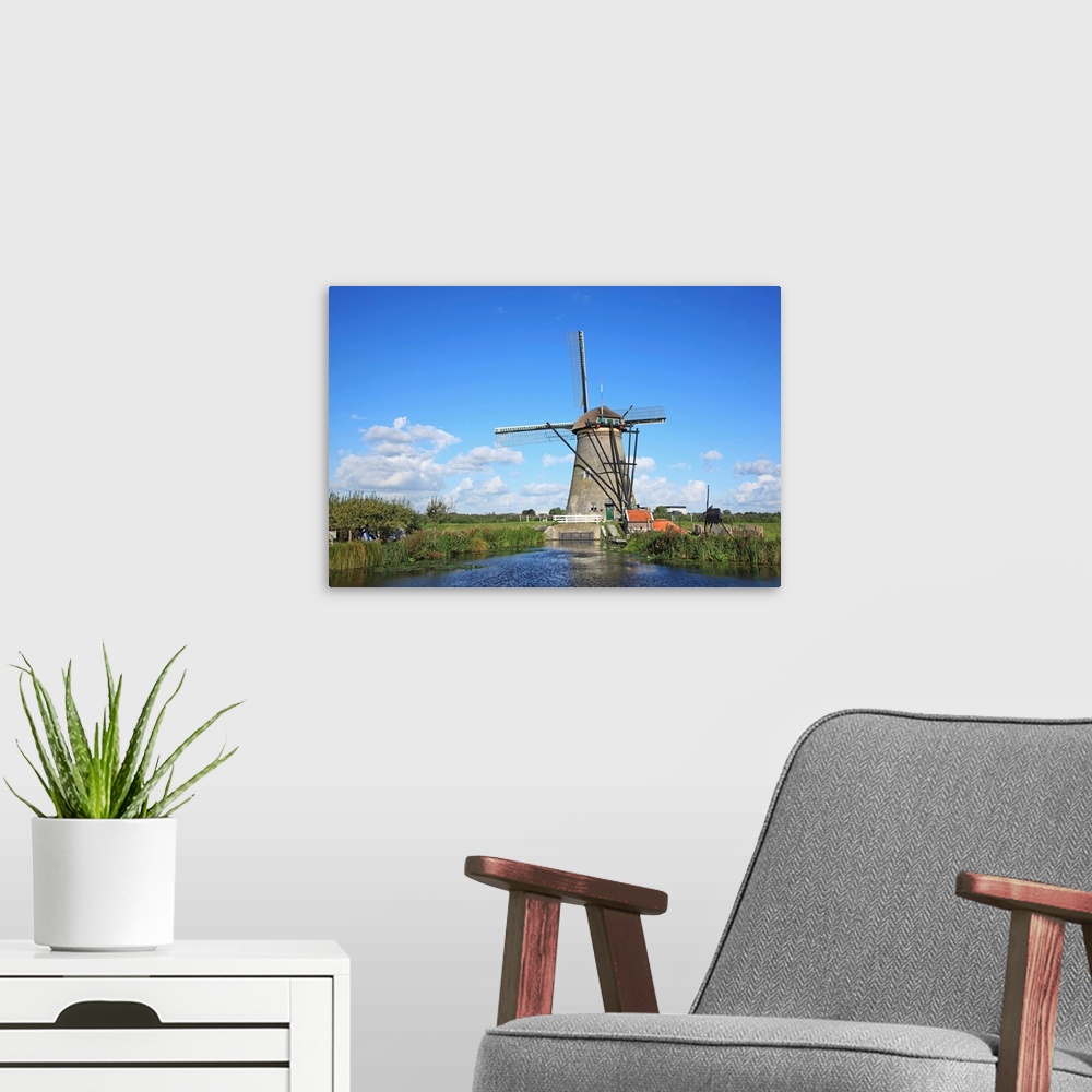 A modern room featuring The Netherlands, wind mill of Kinderdijk, UNESCO World Heritage