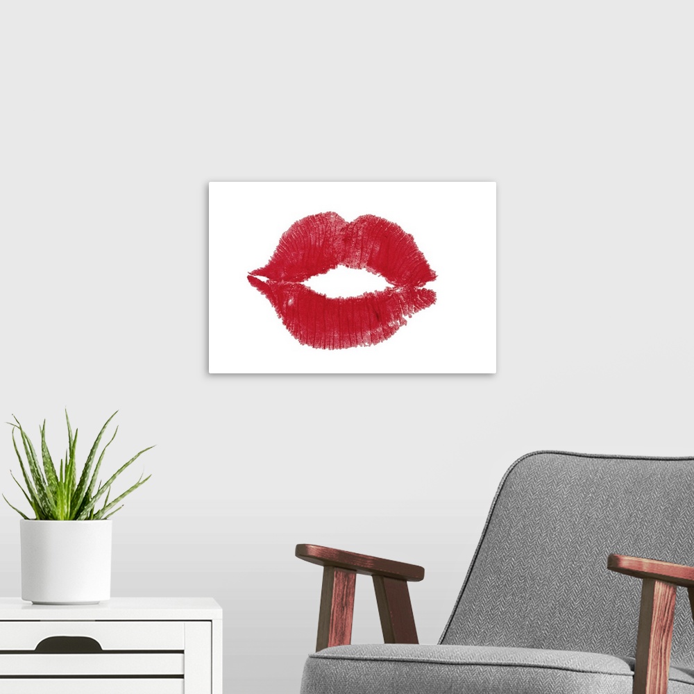 A modern room featuring Lipstick kiss imprint