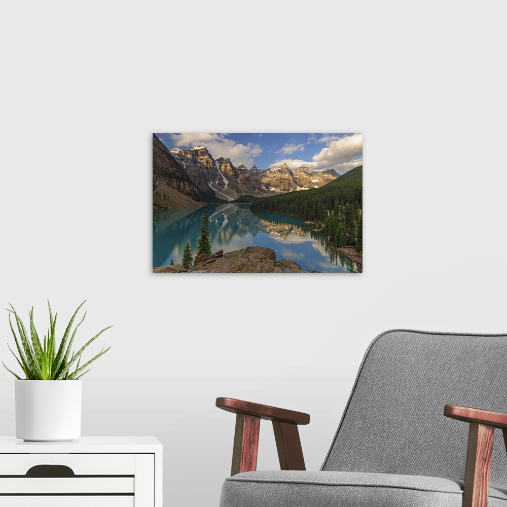 A modern room featuring Moraine Lake, Canada