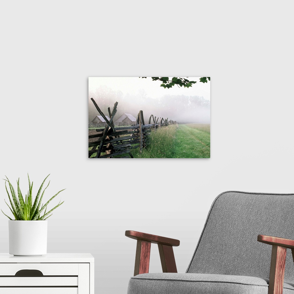 A modern room featuring Morning Fog On A Mountain Farm