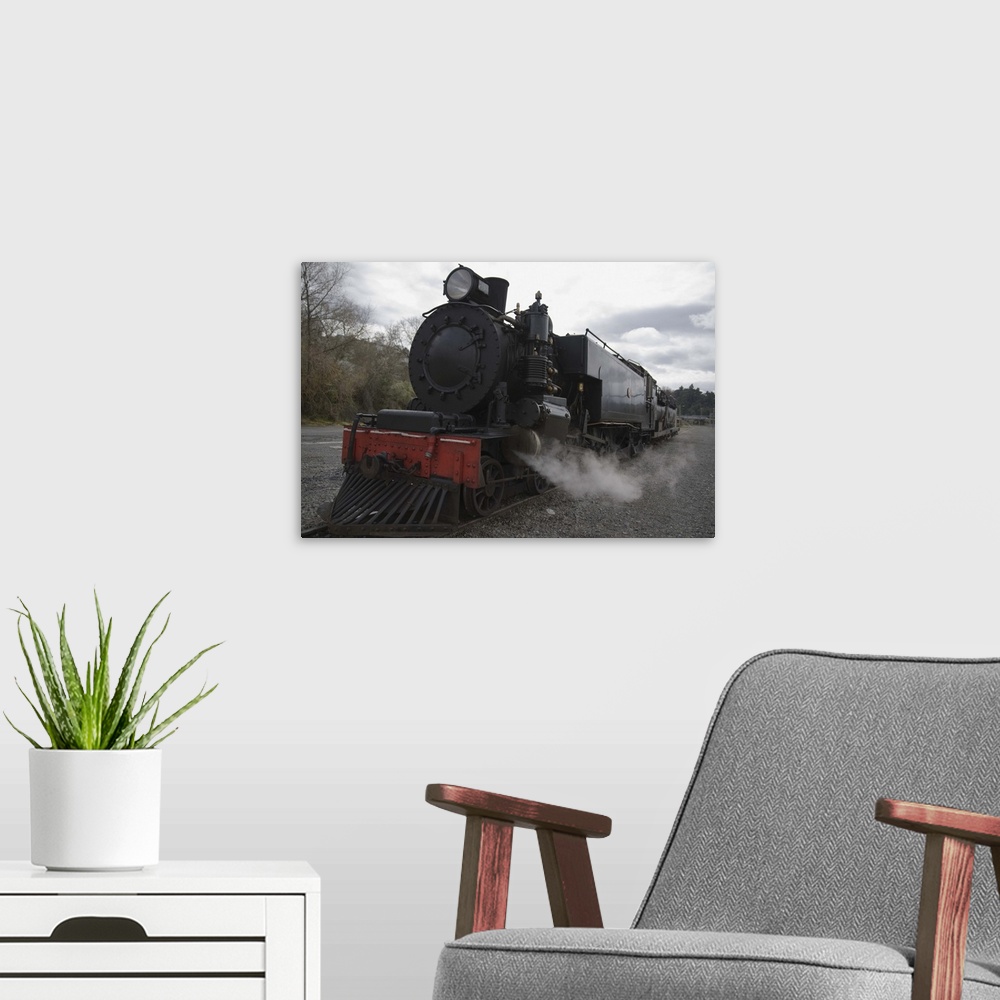 A modern room featuring Old steam train working in Taihape, New Zealand
