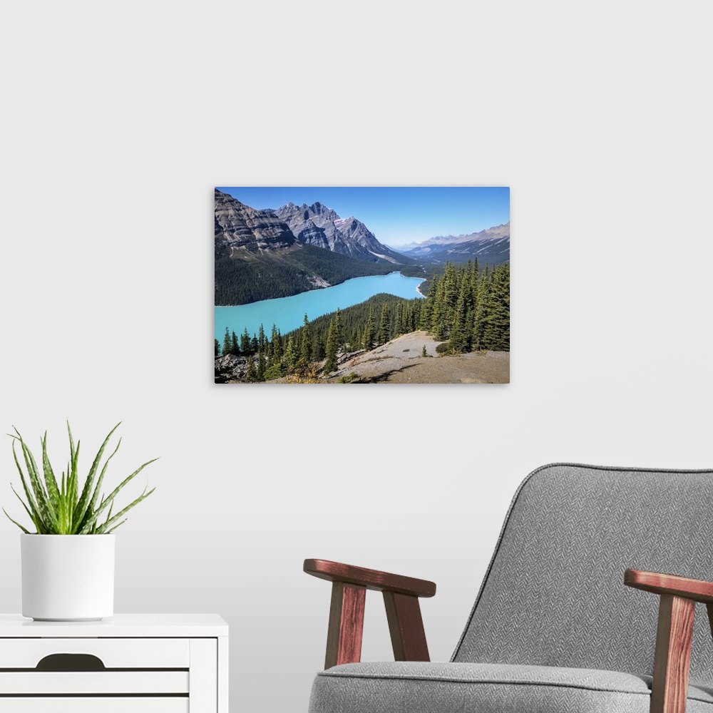 A modern room featuring Peyto Lake, Canada