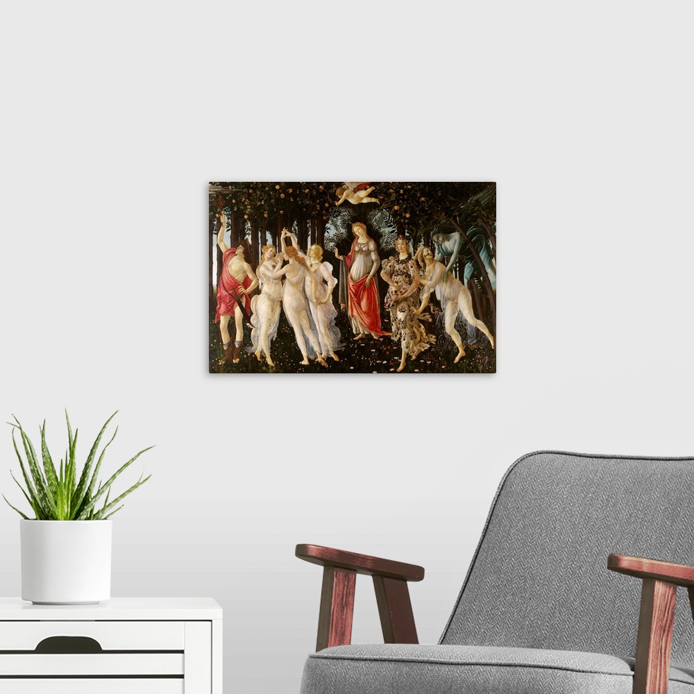 A modern room featuring Primavera By Sandro Botticelli