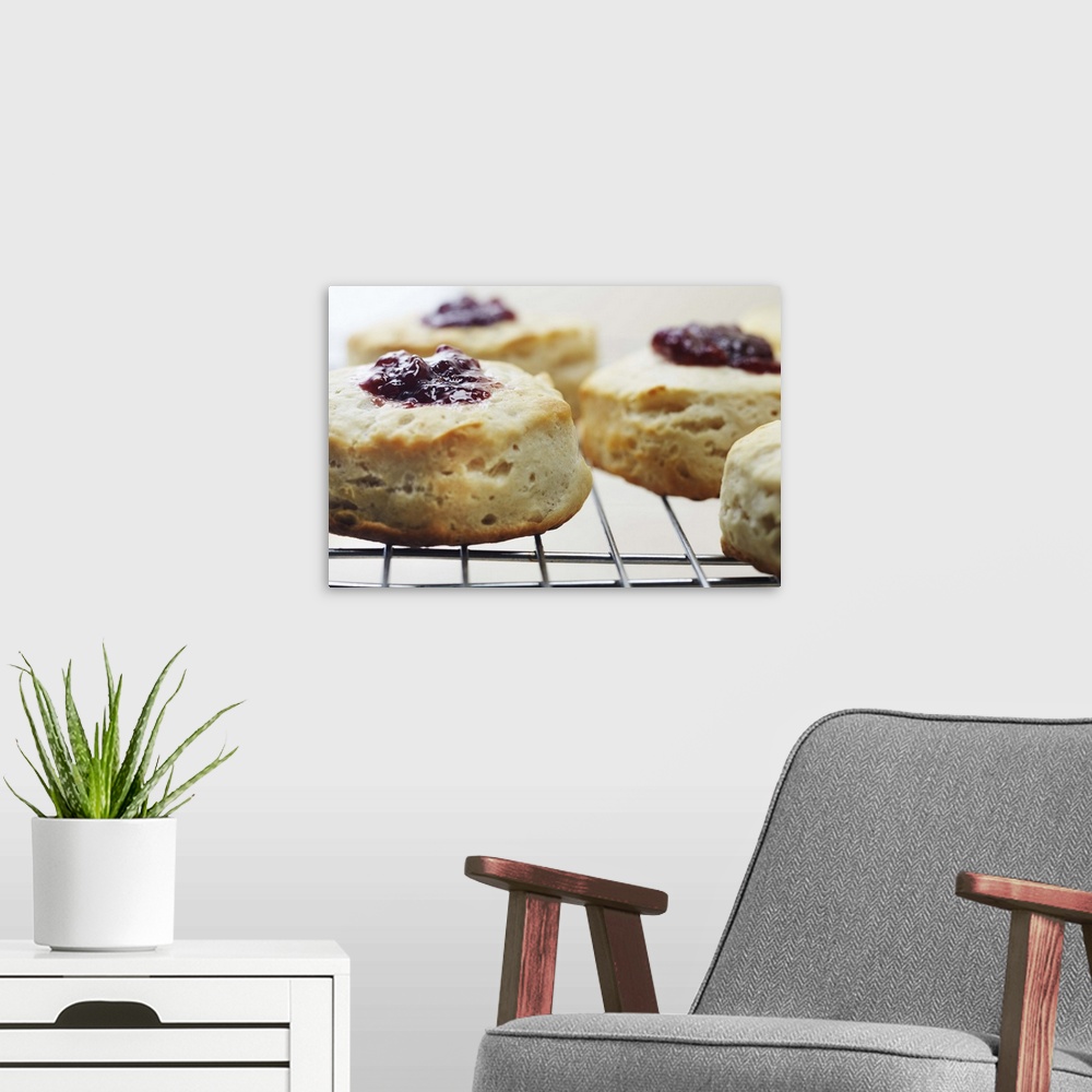 A modern room featuring Food, Food And Drink, Buttermilk, Biscuit, Bread, Southern, Raspberry, Fruit, Filling, Baking She...