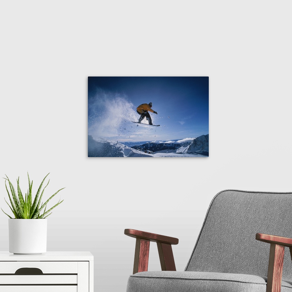 A modern room featuring Snowboarder in Motion