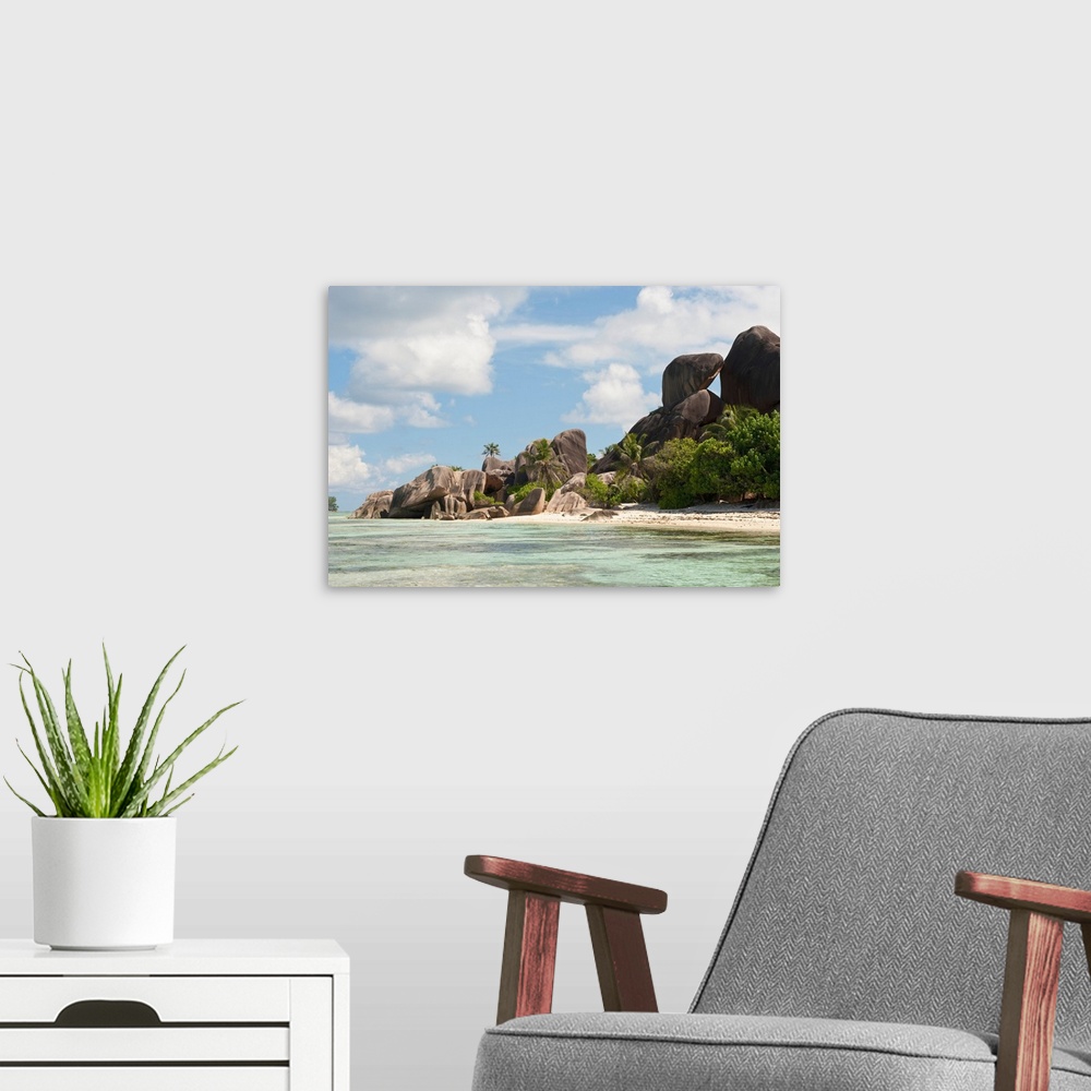 A modern room featuring Source d'Argent Beach, La Digue, Seychelles, Indian Ocean Islands