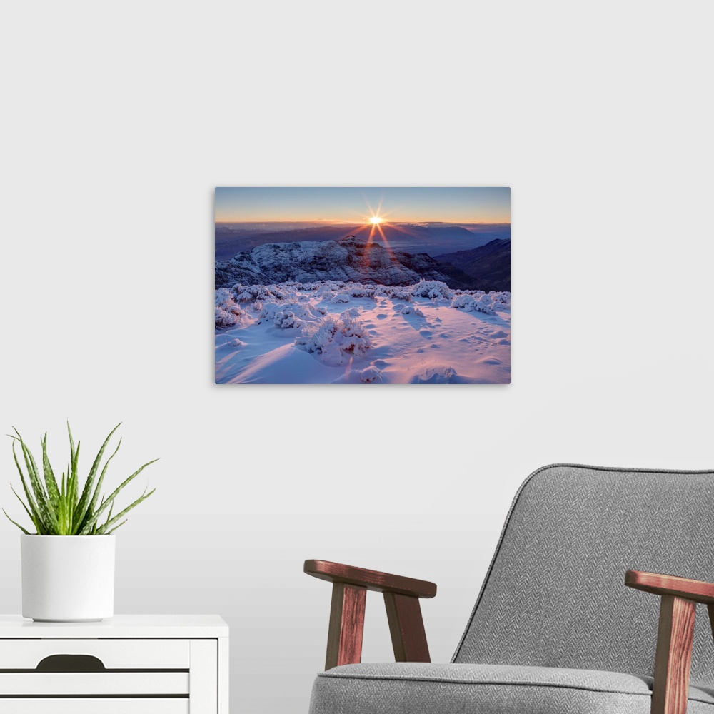 A modern room featuring death valley, national park, scenery, landscape, sunrise, snow, winter