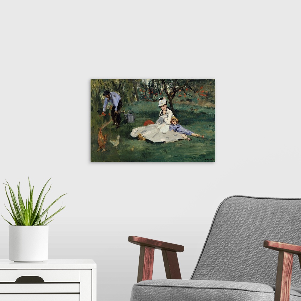 The Monet Family in the Garden by Edouard Manet Wall Art, Canvas Prints ...