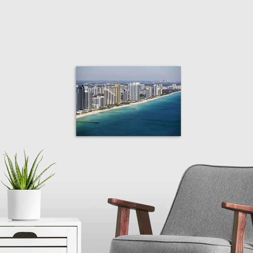 A modern room featuring USA, Florida, Miami, Cityscape with beach