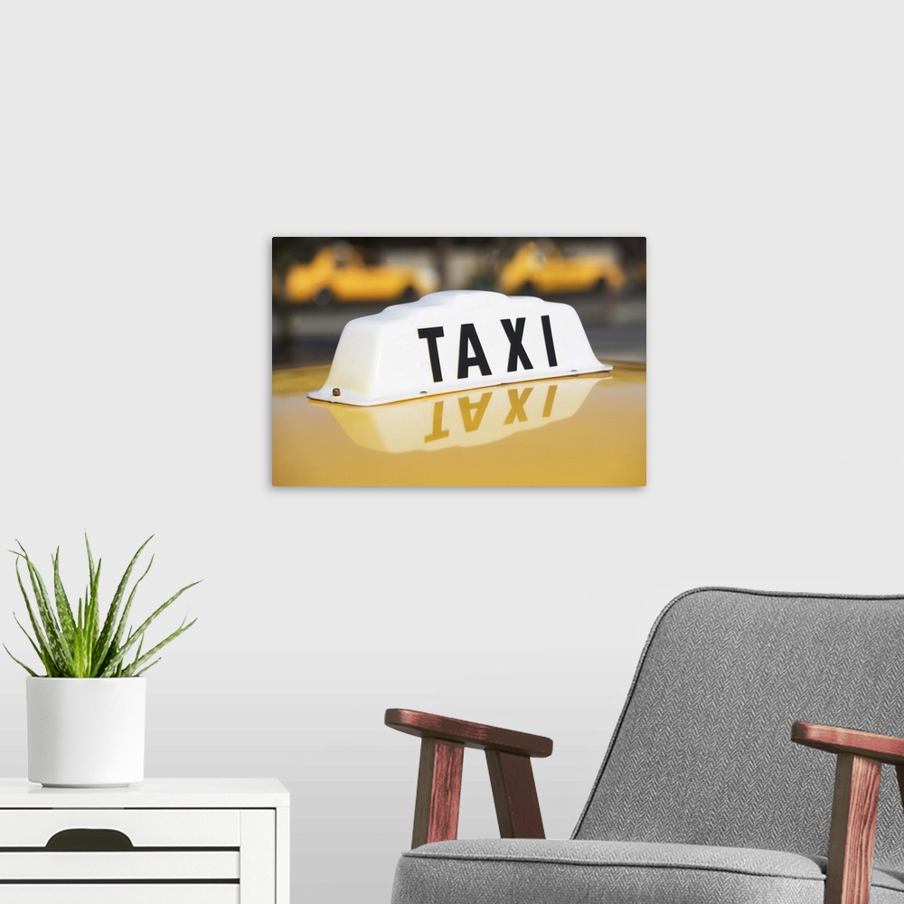 A modern room featuring USA, New York, Long Island, New York City, Close up of taxi sign