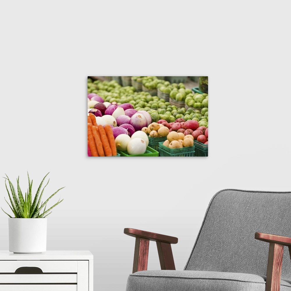 A modern room featuring Vegetable stand
