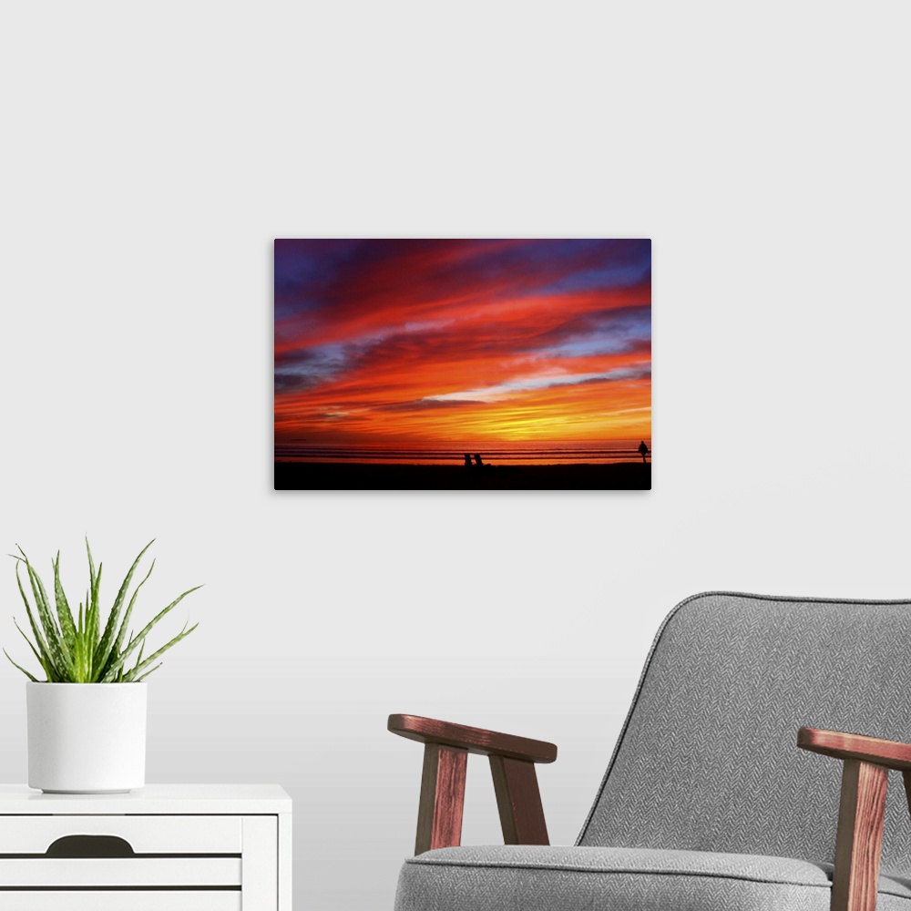 A modern room featuring Sunset at Silver Strand State Beach, Coronado, California