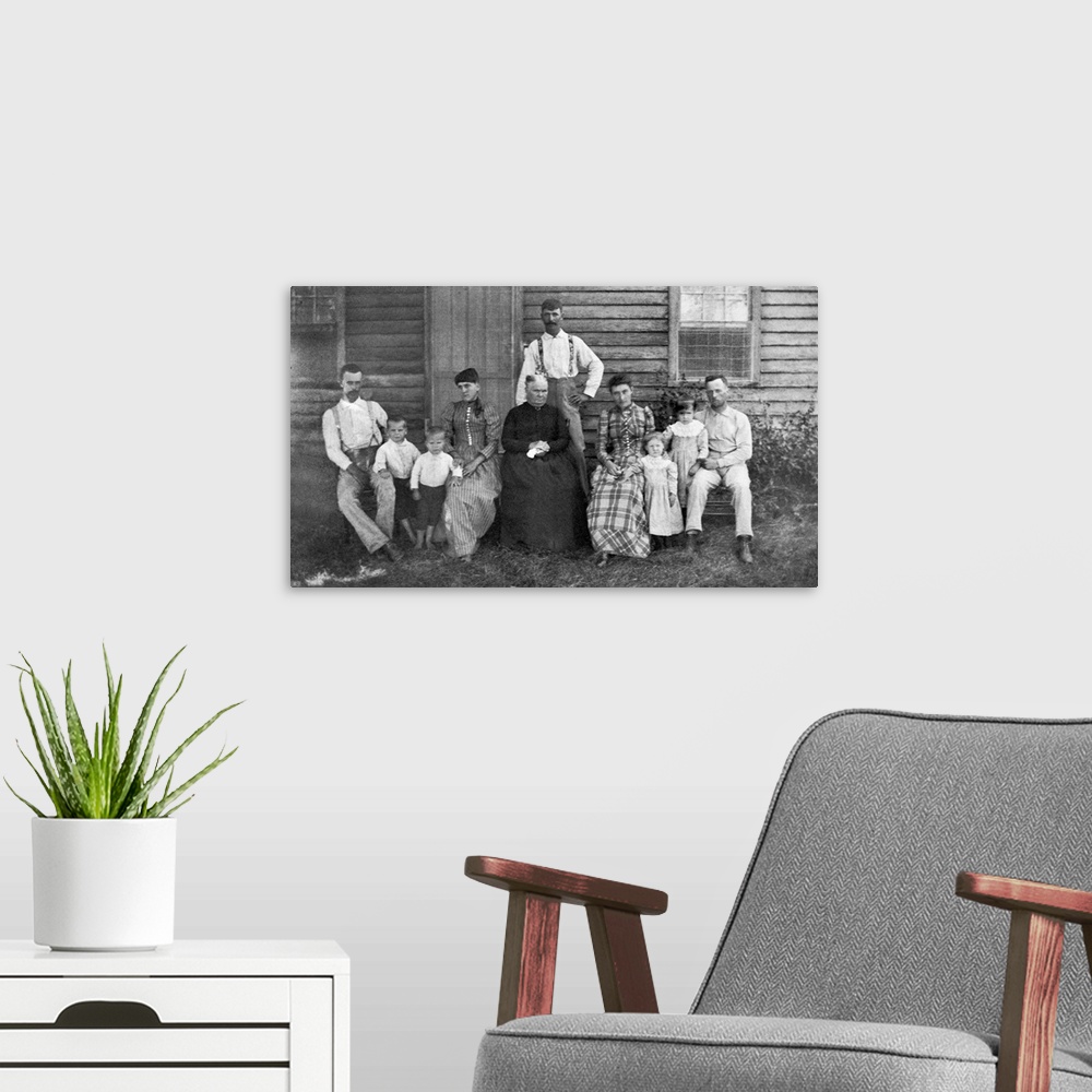 A modern room featuring Vintage portrait of family