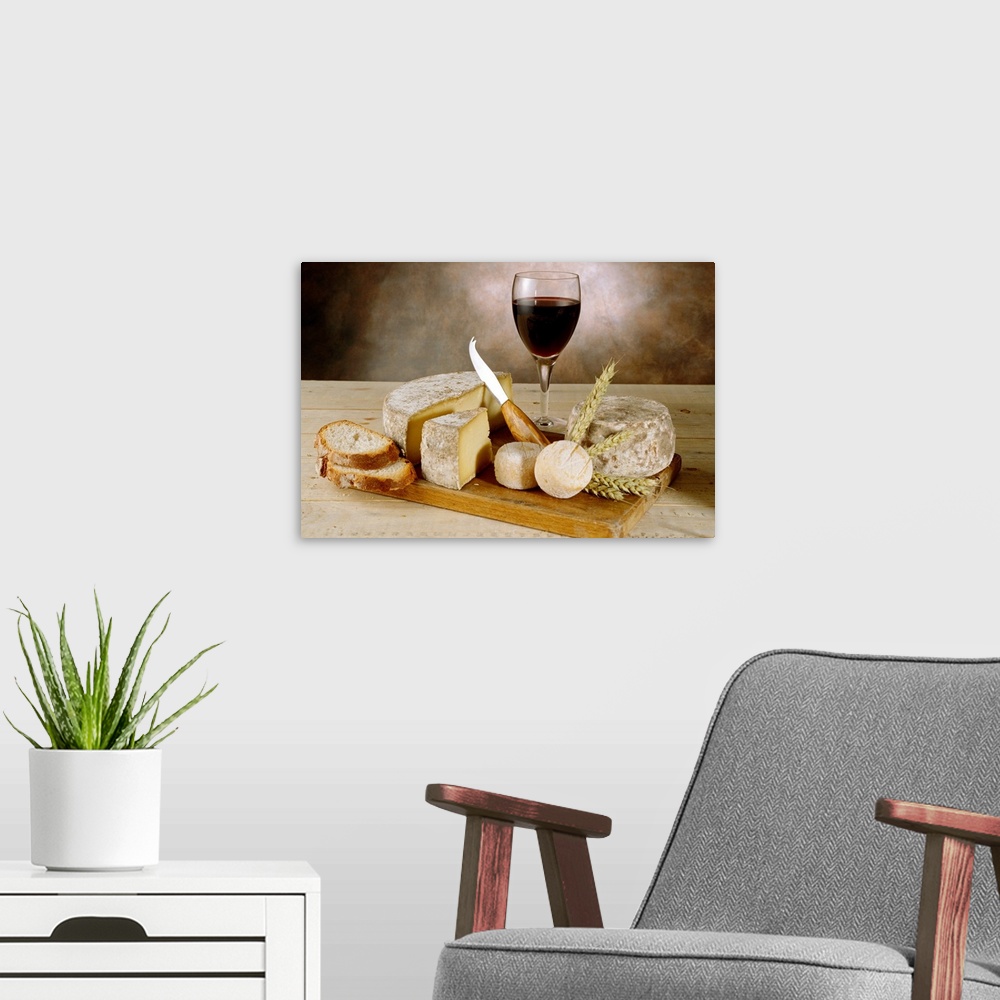 A modern room featuring A rustic still life photographed and printed on a gicloe print creating wall art perfect of the d...