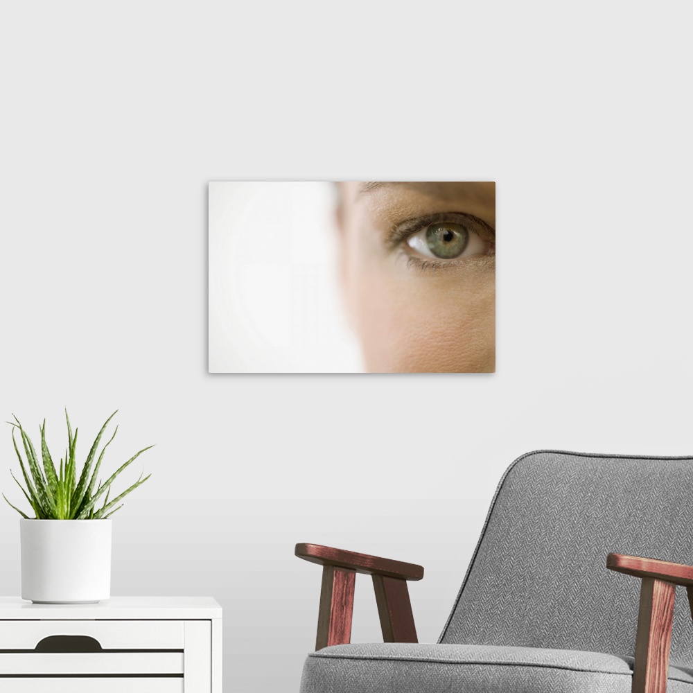 A modern room featuring Woman's eye