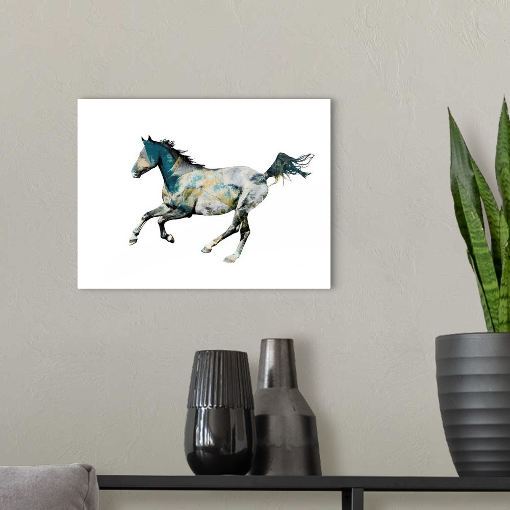 A modern room featuring Painted Horses B